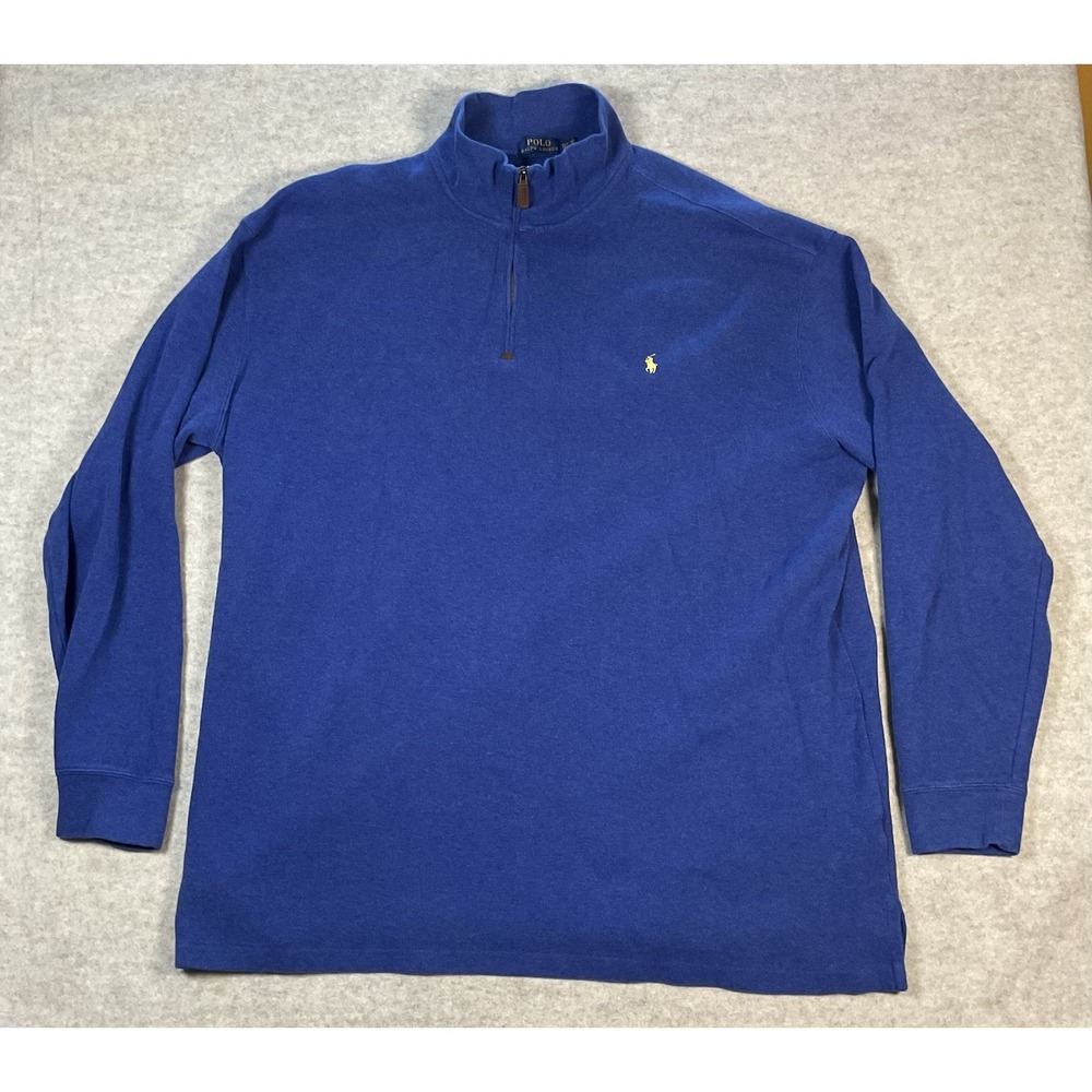 Polo Ralph Lauren Pullover Sweater Mens 3XLT Blue Quarter Zip Mock Neck